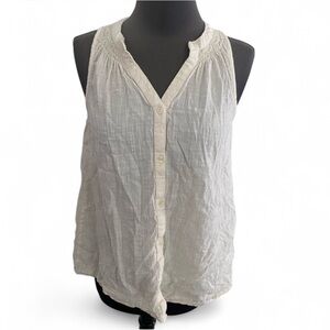 HATCH CREAM SLEEVELESS BUTTON FRONT TANK TOP LIGHTWEIGHT SIZE XS